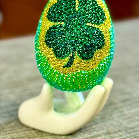 Spring Egg, Easter Green Crystal Shamrock Egg Decor,...